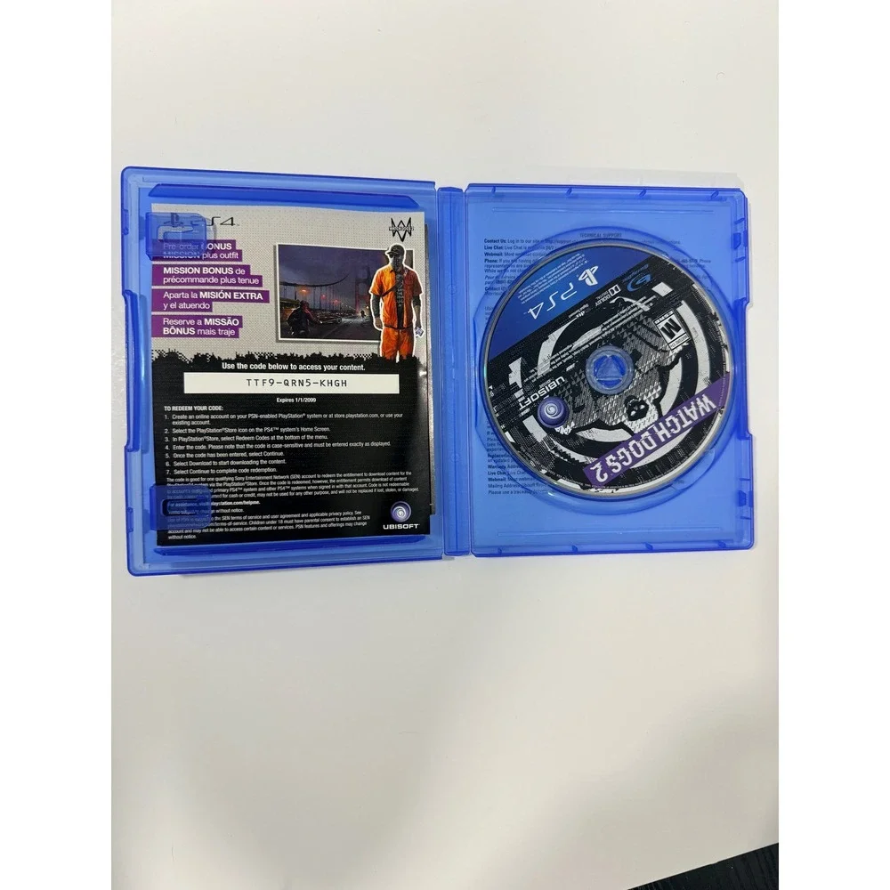 Ubisoft Watch Dogs 2 PS4 One Size Blue Excellent Action Adventure Game Disc